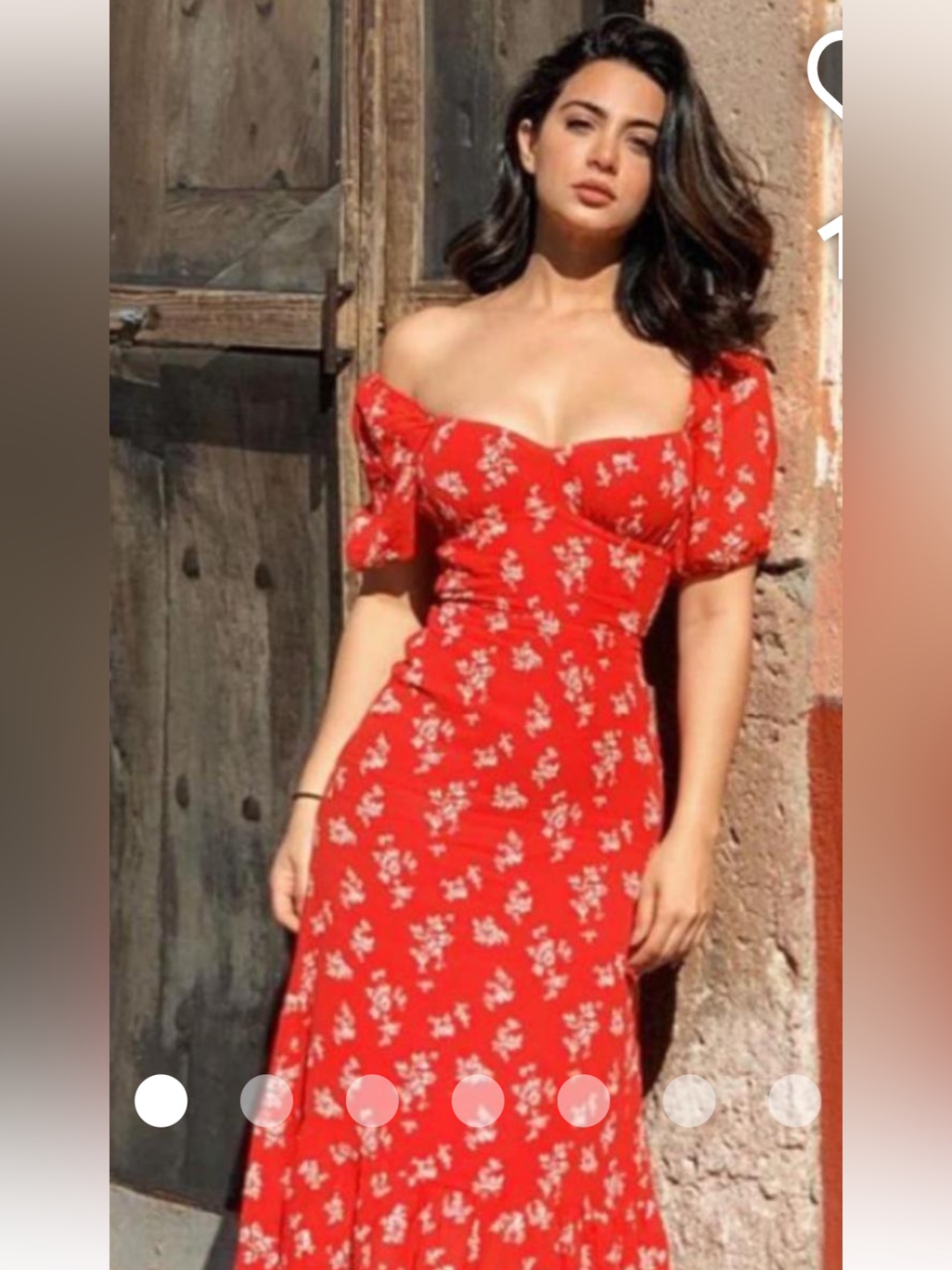 Reformation Hanna Off Shoulder Red Floral One-Shoulder Midi Dress 4